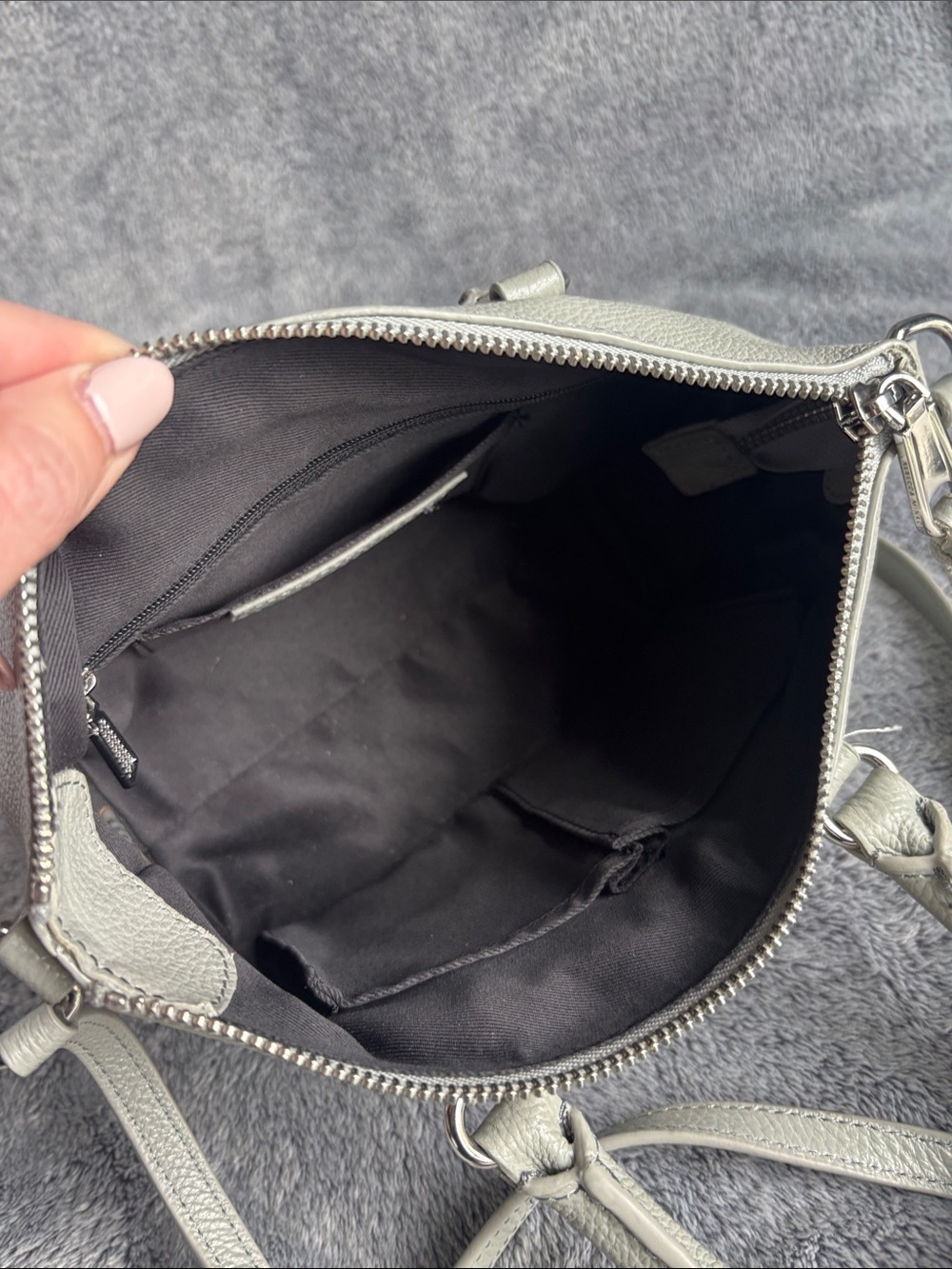Rebecca Minkoff Micro Moto Leather Satchel in Dove Grey EUC - Picture 5 of 6